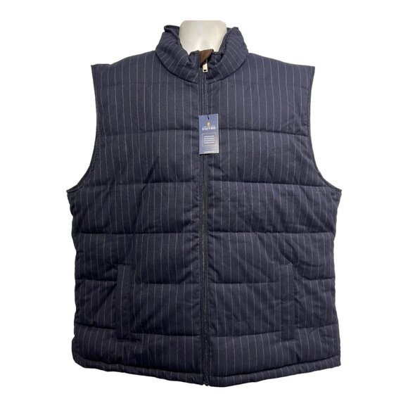 Stafford Vest Mens XXL Quilted Blue Pin Stripe Full Zip Outdoor Preppy Casual - Picture 1 of 8